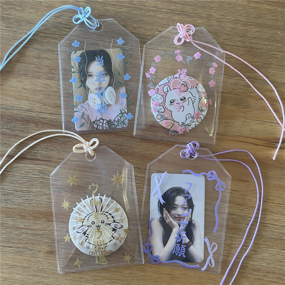 Yushou ผู้ถือบัตรใส PVC 10 ซม. ขนาดเล็ก พร้อมจี้祈福 สําหรับเก็บการ์ดและบาร์ Chirp