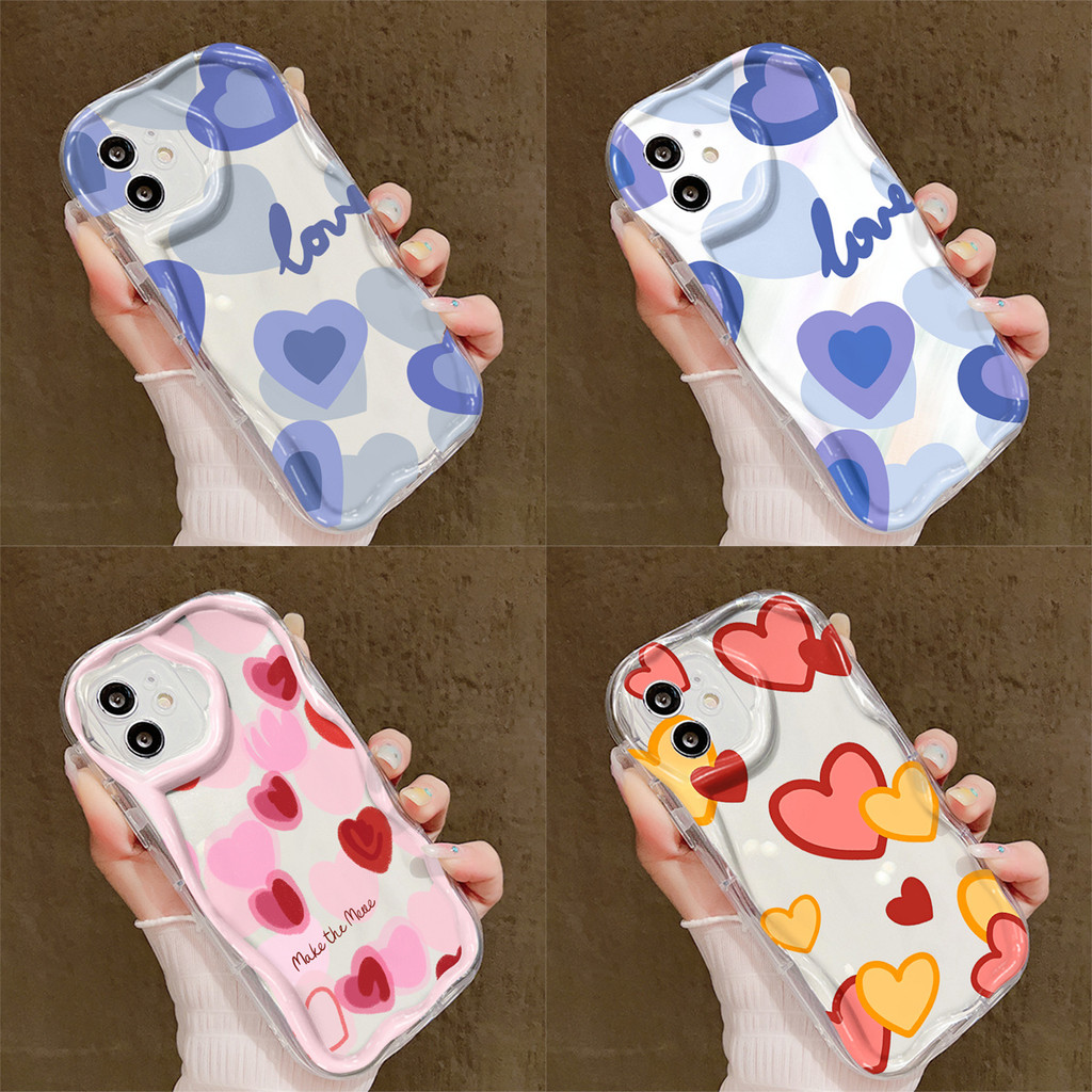 เคส สําหรับ Vivo Y20 Y17S Y21 Y22 Y11 2019 Y15S Y16 Y56 Y30 Y19 Y12A Y75 4G 5G คลื่น รัก กันกระแทกการป้องกันเลนส์
