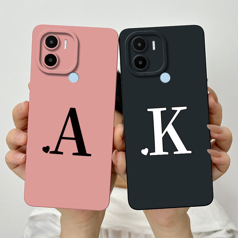 สําหรับ Xiaomi Redmi A2 / Redmi A2 + น่ารักตัวอักษรเริ่มต้นเลนส์ป้องกันกรณีกันกระแทก RedmiA2 2 Plus 2024 ซิลิโคนนุ่มเคสโทรศัพท์