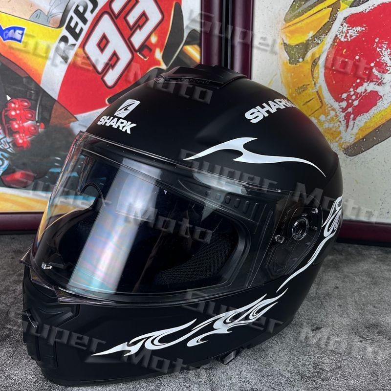 สติ๊กเกอร์หมวกกันน็อคเต็มใบ | สำหรับ GSB, LS2, AGV | ลาย Shark Latte Art กันน้ำ แต่งหมวกมอเตอร์ไซค์บ