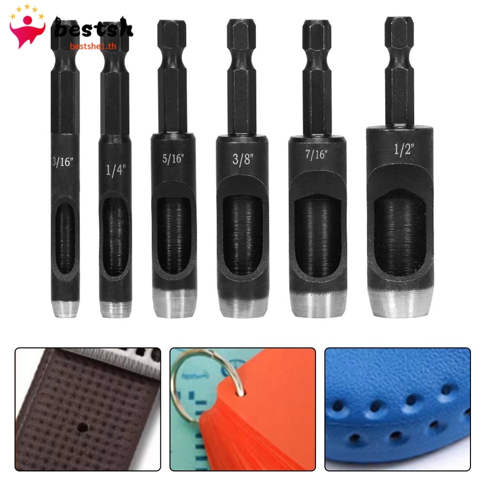 จัดส่งที่รวดเร็ว เครื่องเจาะรูหนัง Hex Shank 1/4 เจาะเข็มขัดด้ามจับ สําหรับเจาะอุปกรณ์เสริม