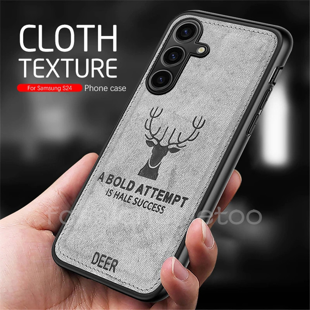 กวางผ้าหนัง Matte Texture เคสโทรศัพท์สําหรับ Samsung Galaxy S21 S22 S23 S24 FE plus Ultra S24FE S24 + S24Ultra S 24 ปลอก Soft TPU Edge ป้องกันกันชนกันกระแทกปกหลัง