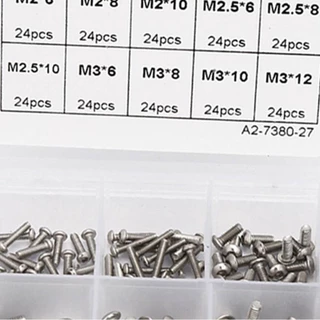 240 ชิ้น M2x6/M2x8/M2x10/M3x6/M3x8/M3x10/M3x12/M2.5x6/M2.5x8/M2.5x10 ชุดสกรู YSE
