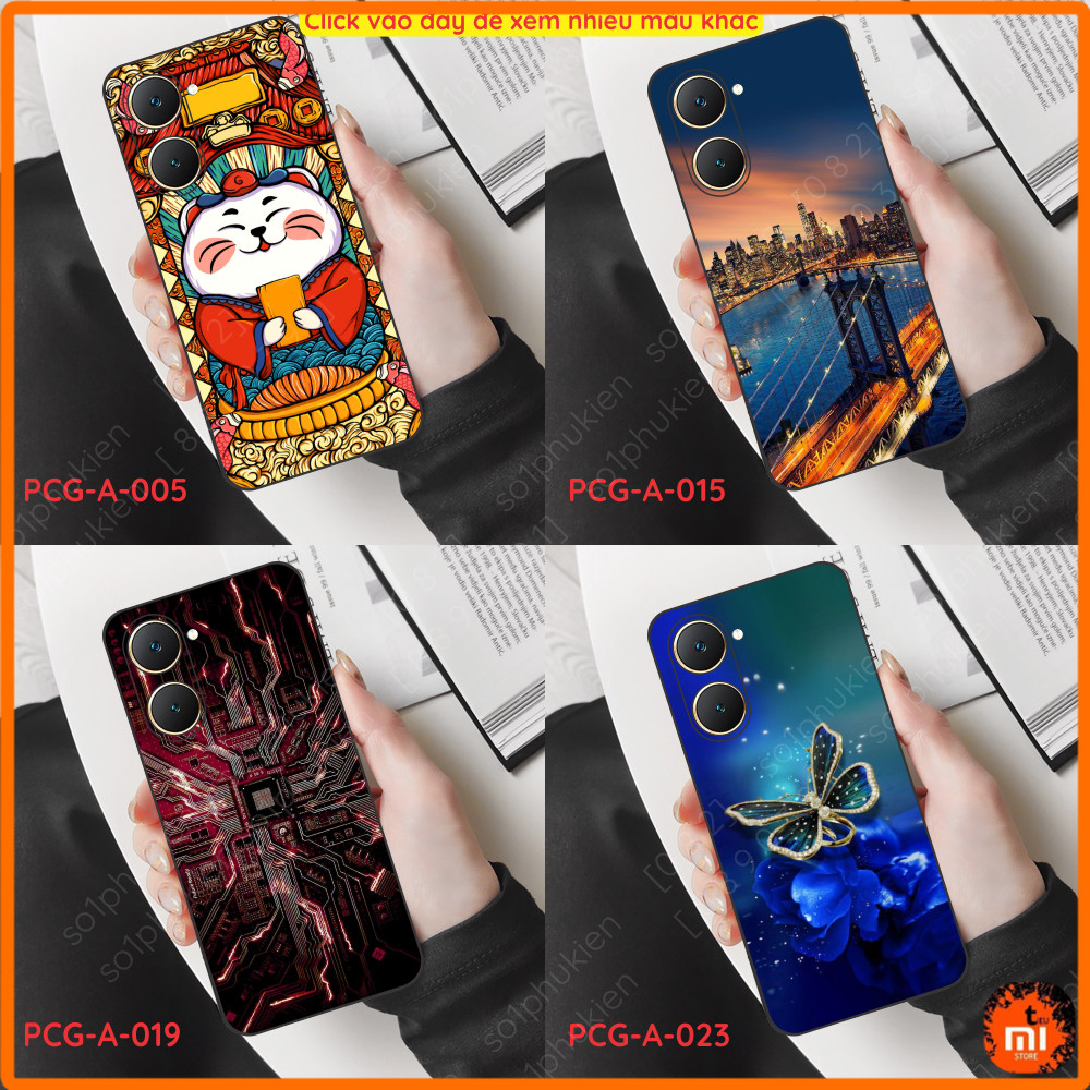 เคส Vivo Y02S 4G/ Vivo Y03 4G/ Vivo Y18/Vivo Y18E/ Iqoo Neo 9 สีดํา กันกระแทก พิมพ์ลายดอกไม้ใหม่สวยง