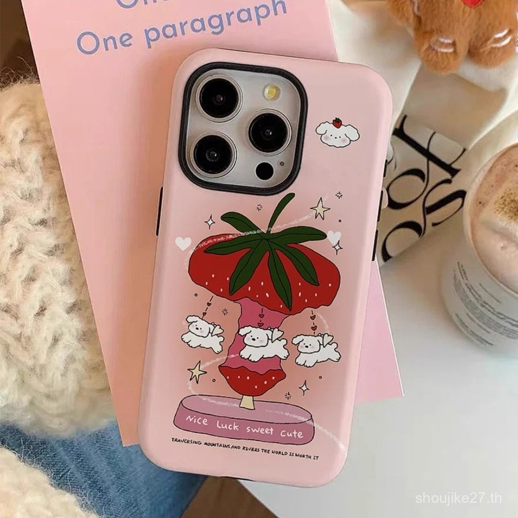 เคสโทรศัพท์สตรอเบอรี่หมุน16เคสโทรศัพท์สำหรับแอปเปิ้ล iphone11 14PROMAX 7plus 8PLUS 12PROMAX XS 13PROMAX qebo