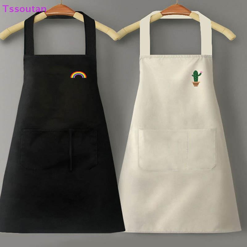 [TSST] ห้องครัวผ้ากันเปื้อนกันน้ํา Chef ทํางานผ้ากันเปื้อน BBQ ร้านอาหารบาร์ Shop Cafe Paing Bib เล็บสตูดิโอทําความสะอาดชุด TAN