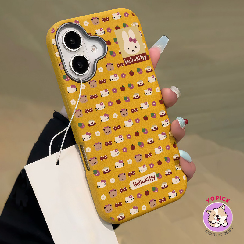 สตรอเบอร์รี่น่ารักและแมวสําหรับiphone 16 16Pro 16Plus 16Pro Max 11 12 13Pro Max 14Plus 15Proเคสโทรศัพท์XR XS Max 7 8Plus SE2020 การ์ตูนฝาครอบโทรศัพท์หนังนุ่มสาวผู้ชายWeman SP