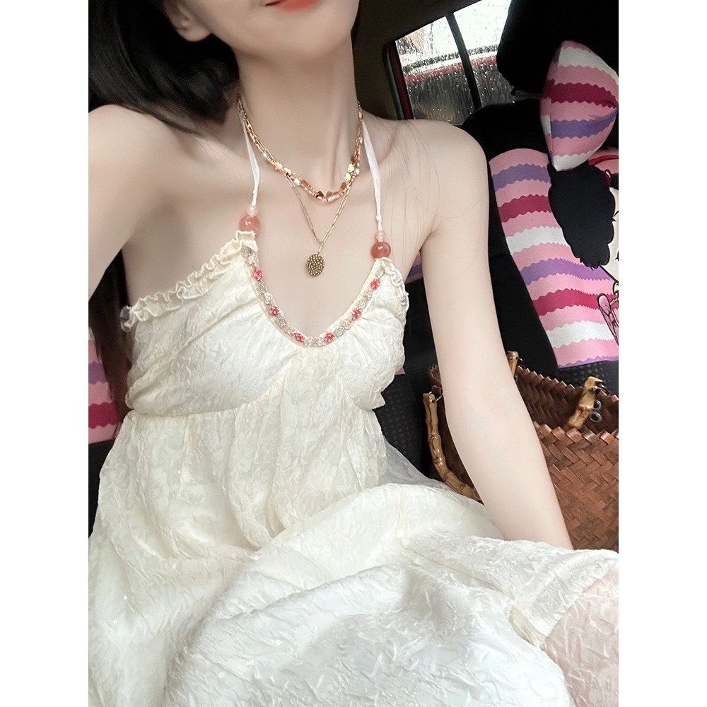 ชุดเดรสชีฟองผู้หญิงรัดเอวคอวี