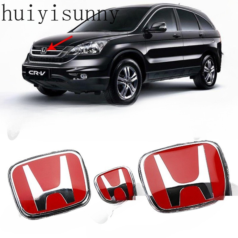 Hys สําหรับ Honda CRV CR-V 2007-2011 G3 อะคริลิค Honda สีแดง 3D สัญลักษณ์ด้านหน้าด้านหลังพวงมาลัยโลโ