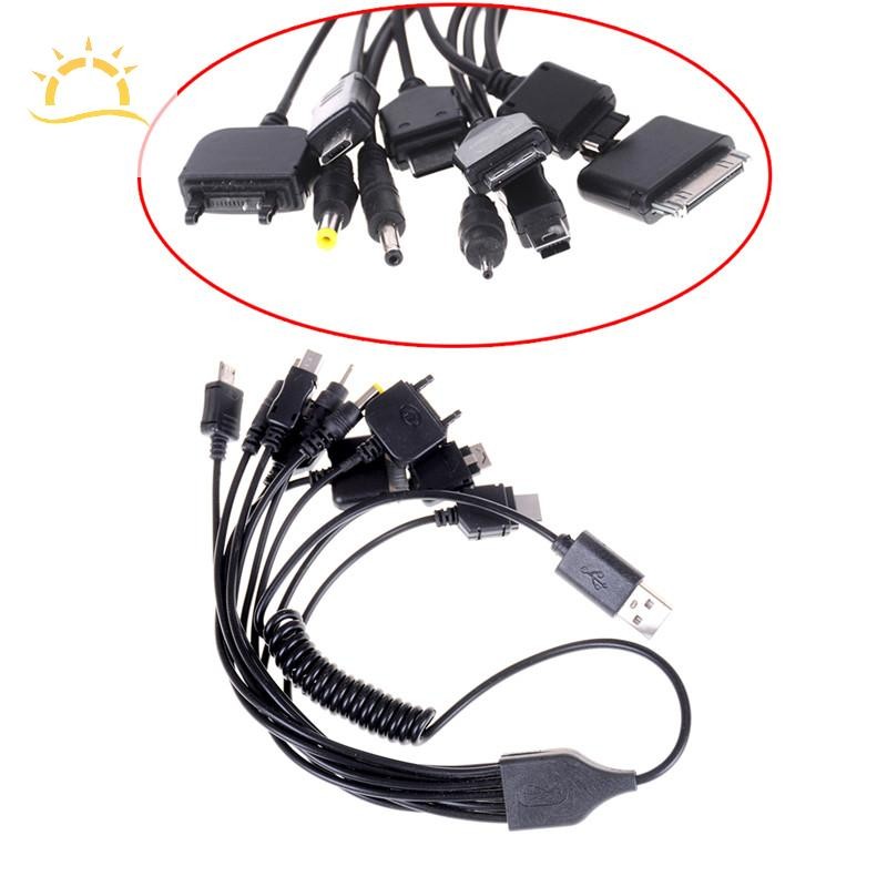 [WI] Universal 10 in 1 USB Multi Charger สายโทรศัพท์แบบยืดหดได้สําหรับโทรศัพท์มือถือ TH