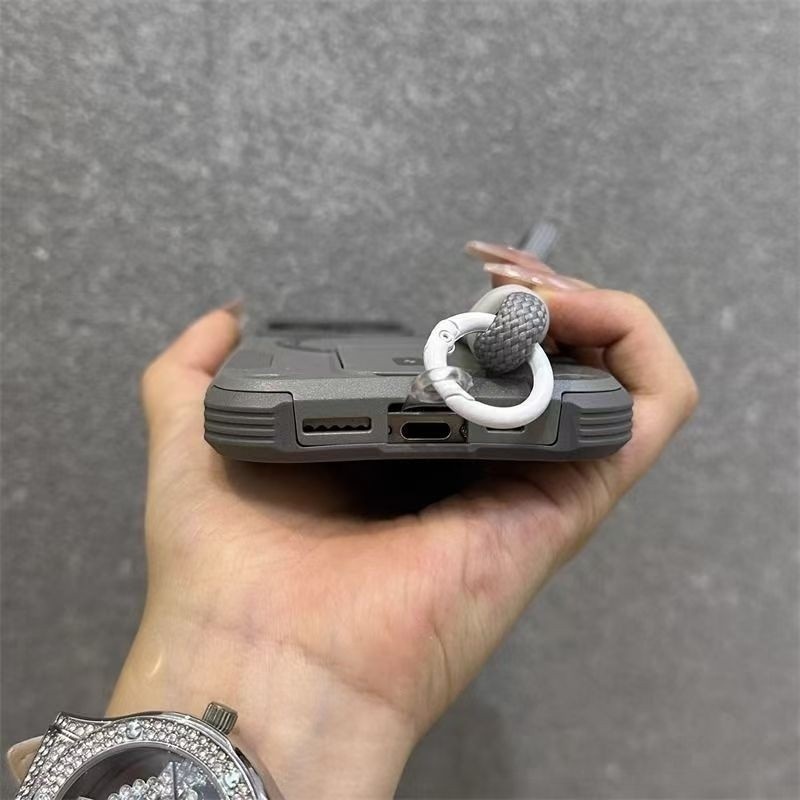 สำหรับ Samsung S25อัลตร้าพลัสกันกระแทกเกราะแม่เหล็กพับผู้ถือสายรัดข้อมือกรณีเชือกเส้นเล็กสำหรับ Samsung S24อัลตร้าพลัสขาไร้สายชาร์จทนทานฮาร์ดปกหลัง - รูปที่ 2