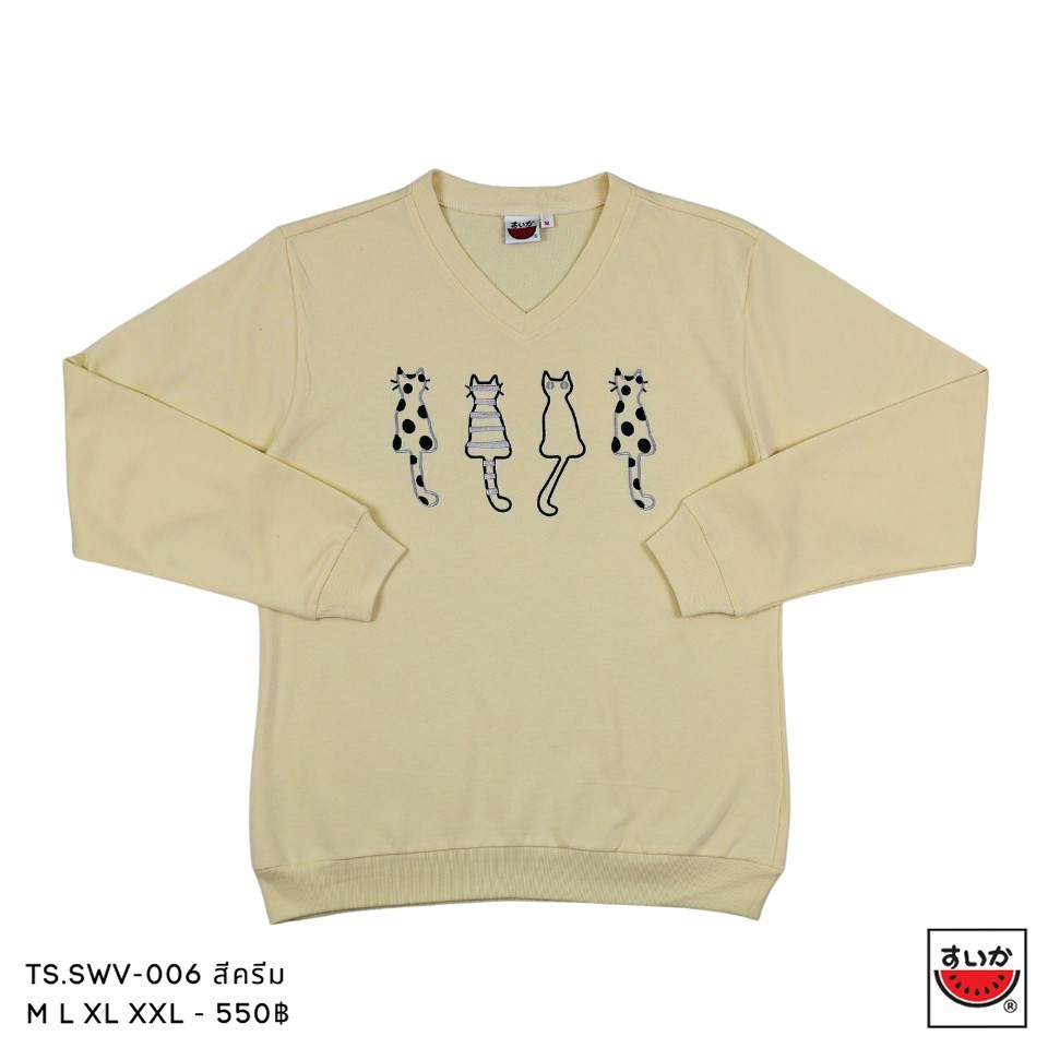 เสื้อแตงโม คอวีแขนยาว SWEATER ลาย ปัก / ลายพิมพ์( TS.SWV-006 008 009 040 011 )
