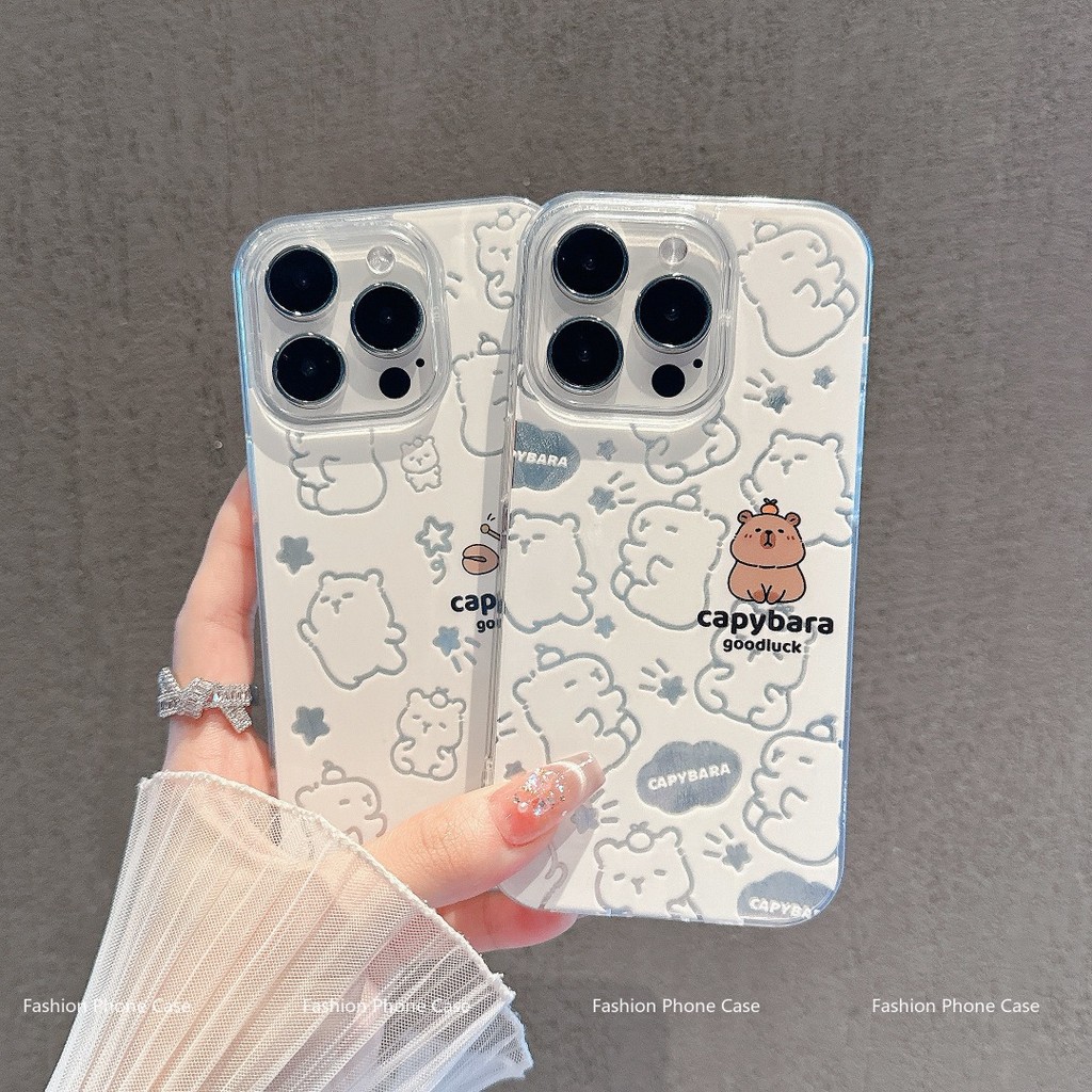 การ์ตูนน่ารัก Capybara iPhone 15 14 13 12 11 Pro Max X smax X s XR X 7 8 Plus เคสโทรศัพท์ป้องกันการชนกัน YSIMD070&71