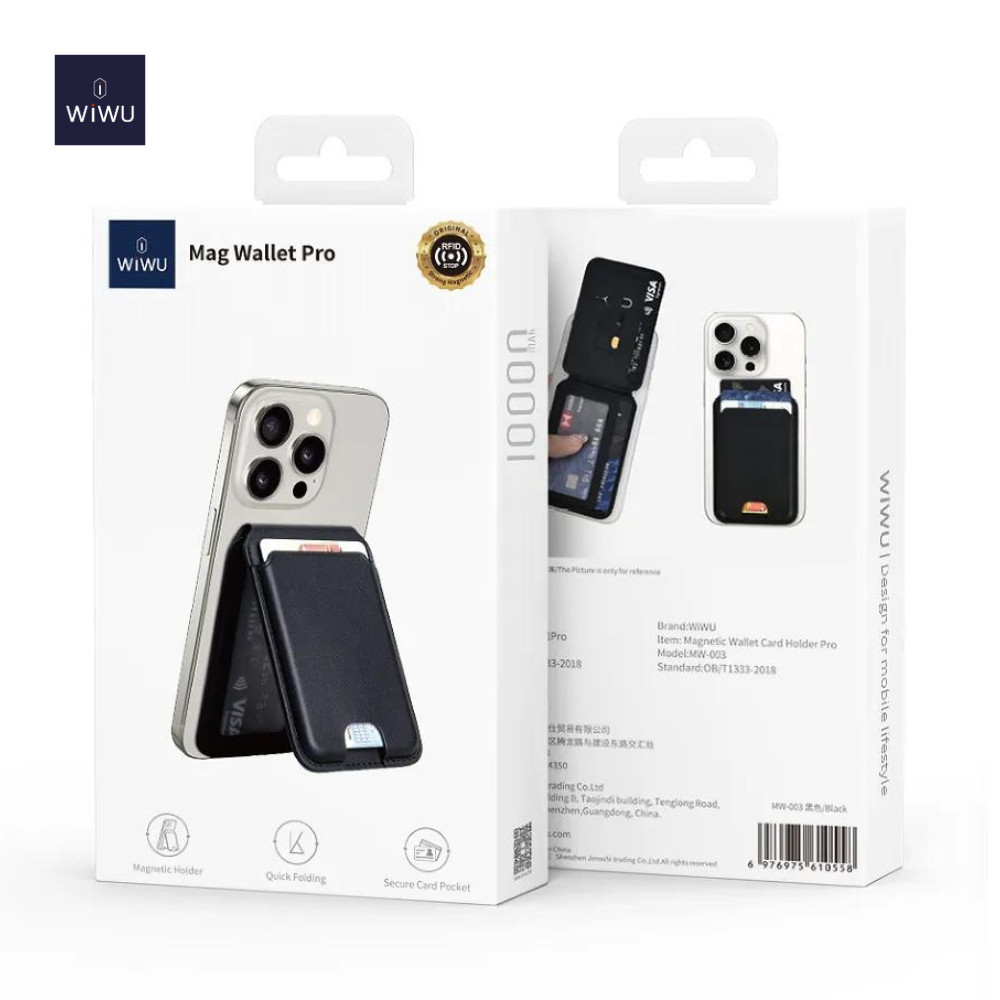 WiWU 2 in 1 Mag Wallet Pro ( MW-003 ) Magnetic card wallet and stand เก็บบัตรและขาตั้งโทรศัพท์มือถือ