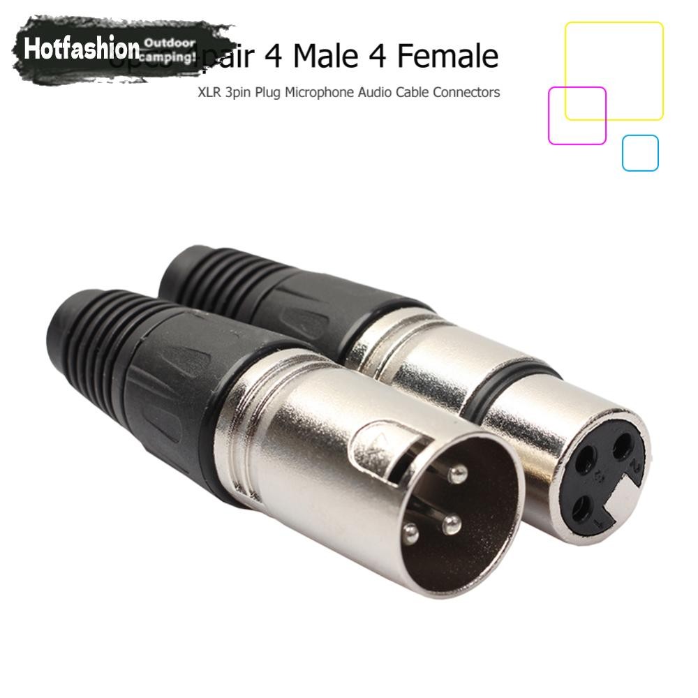 8ชิ้น4ชาย4หญิงแคนนอน XLR 3เข็มหมุด ปลั๊กไมโครโฟนสายสัญญาณเสียงขั้วต่อสายไฟ