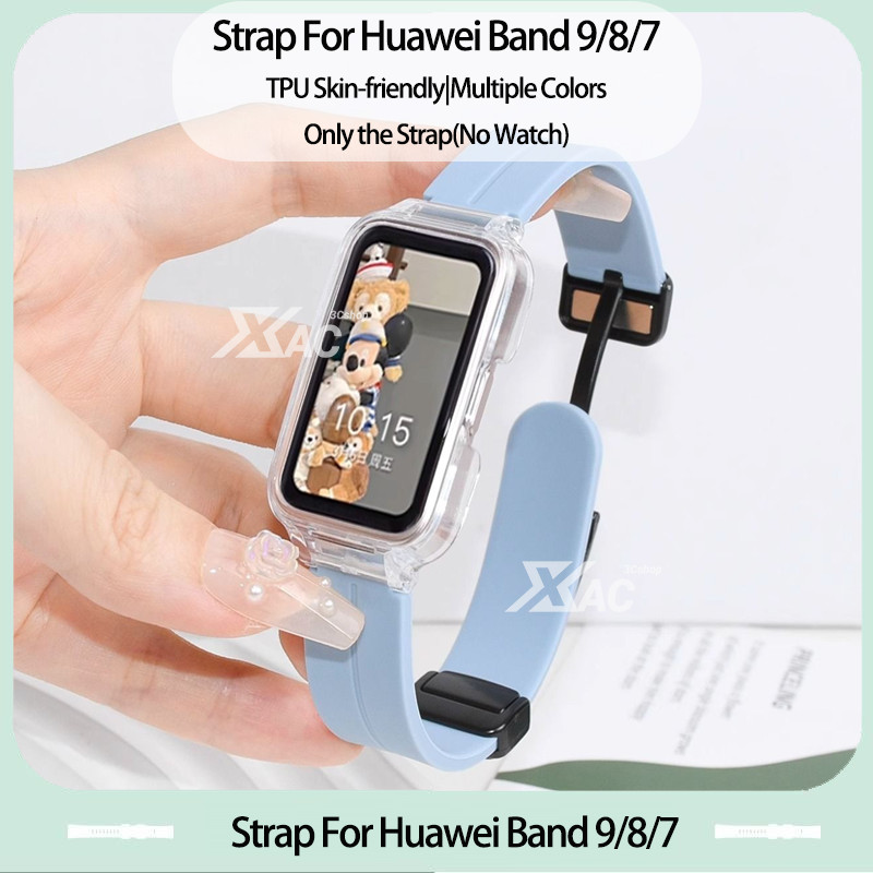 สายรัดซิลิโคนอ่อนนุ่มสําหรับ หัวเว่ย วงดนตรี 9 8 7 6 6มือโปร อุปกรณ์เสริมเปลี่ยนสร้อยข้อมือป้องกันหน้าจอสายรัดข้อมือสําหรับ ให้เกียรติ วงดนตรี 9/7/6
