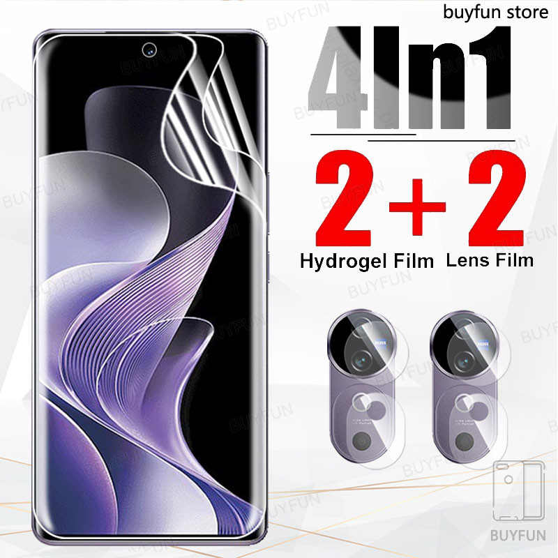 4 in 1 ฟิล์มกล้อง + ฟิล์มไฮโดรเจลสําหรับ vivo V40 V2348 v40pro V2347 v30 Pro 30v 40v ฟิล์มกันรอยหน้า