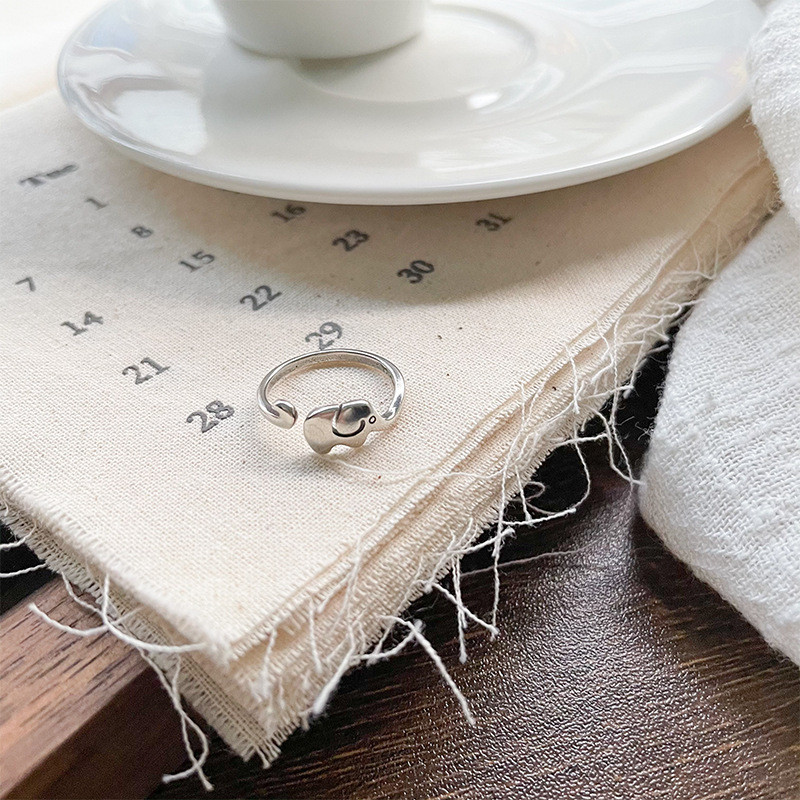 ช้างไม่จางหายซอกที่เรียบง่ายอินเครื่องประดับเฉพาะเปิดแหวนหญิง - รูปที่ 5