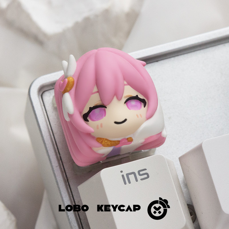 ผลกระทบ Honkai 3 Elysia Keycap การ์ตูนน่ารัก 3D สร้างสรรค์น่ารัก MX สวิทช์คีย์บอร์ดเรซิ่น Keycaps DI