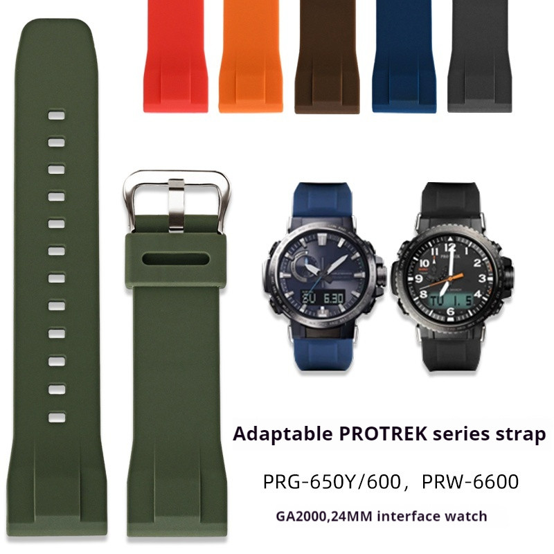 สายซิลิโคน Tensile สูงสําหรับ Casio PROTREK Series PRG-650Y/600 PRW-6600 GA-2000 ผู้ชาย Quick Releas