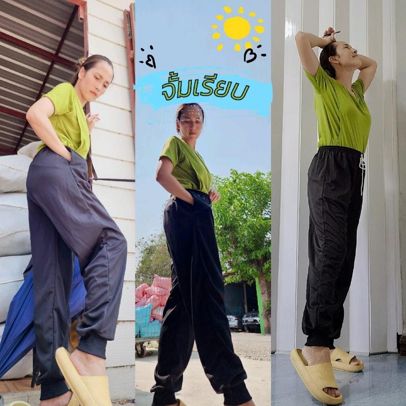กางเกงวอร์ม จั้มเรียบสีดำ ไม่มีแถบ ใส่สบาย ซักง่าย แห้งไว ใส่ได้ทั้งผู้ชาย และ ผู้หญิง***จั้มเรียบ***