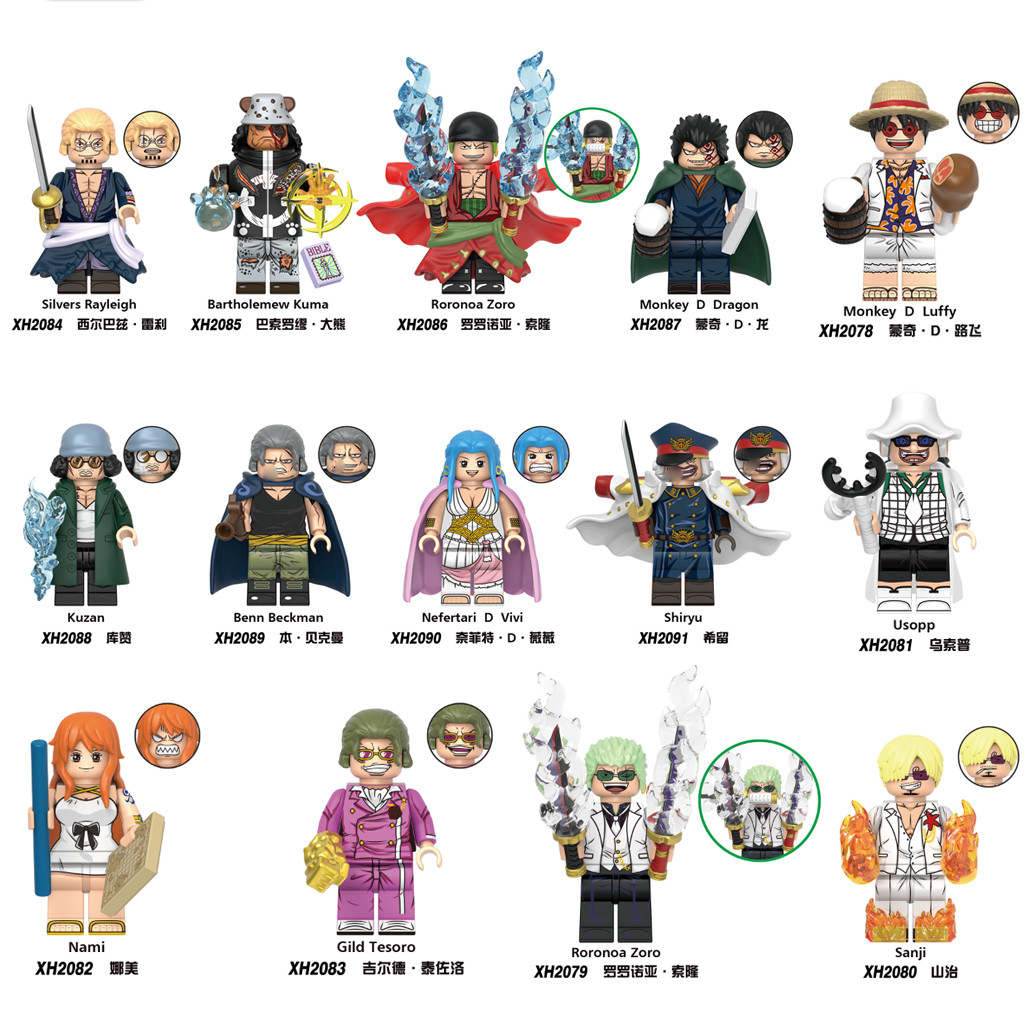 Luffy One Piece Building Tesoro Blocks Usopp Figures Zoro ของเล่น Minifigures