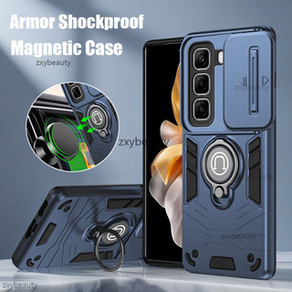 Infinix Hot 50 Pro Plus 4G 5G X6882 2024 Case Shockproof Armor Magnetic Holder Ring Stand Slide Camera Lens Protection Casing For Hot50 50Pro Hot50Pro 50Pro+ Back Phone Cover
