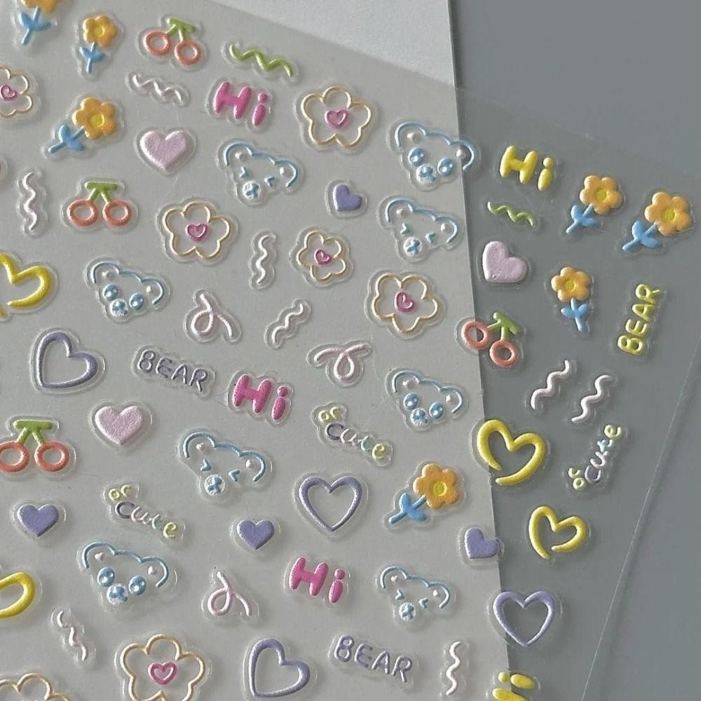 PUREHAIRBEAUTY สติ๊กเกอร์ติดเล็บ,นุ่มนูนน่ารักถ้วยสติกเกอร์,Selfกาวตกแต่งเล็บมัลติฟังก์ชั่นรูปลอกเล็บสติกเกอร์ - รูปที่ 2