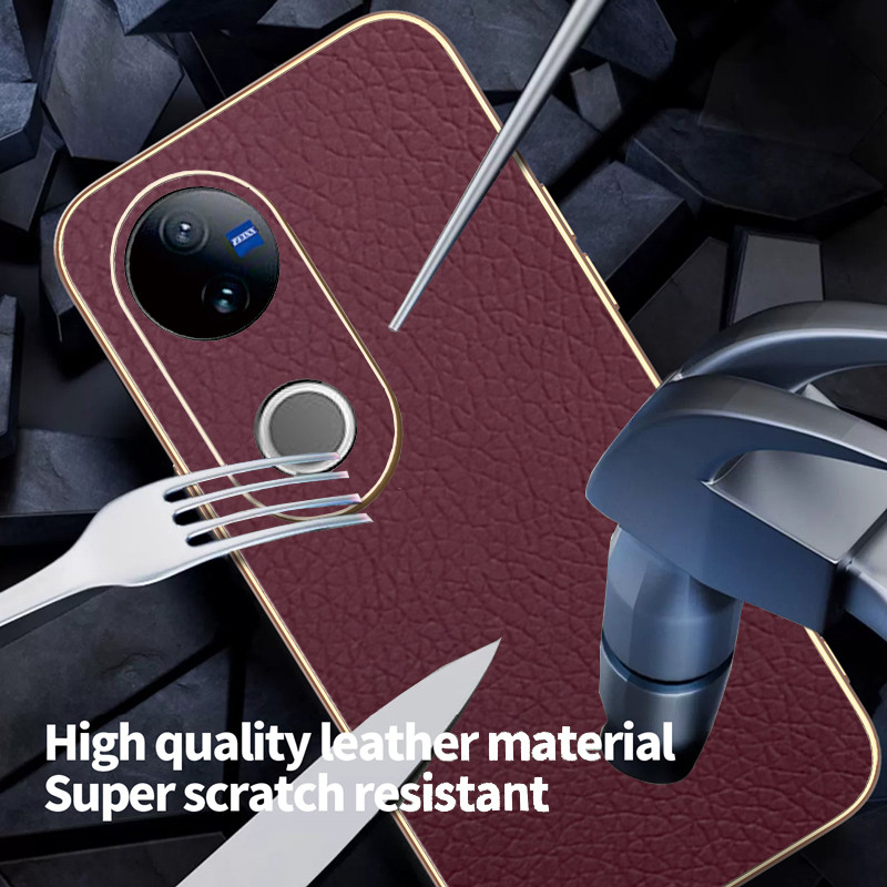 เคสสําหรับ Vivo V50 หนังสีทึบหรูหรา Ultrathin TPU Electroplated Edge เคสโทรศัพท์กันกระแทก - รูปที่ 3