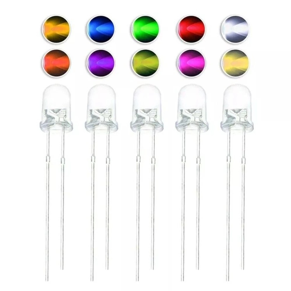 100pcs 3mm LED ไดโอด คละสี ขาว เขียว แดง ฟ้า เหลือง ส้ม ชมพู ม่วง วอร์มไวท์ DIY Emitting