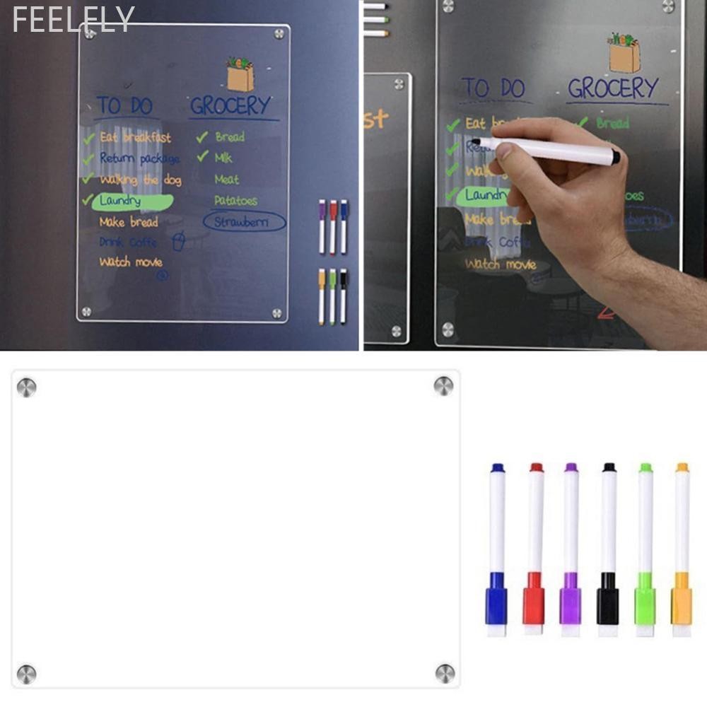 Feelfly แม่เหล็กอะคริลิคใส Week Plan ข้อความบอร์ดตู้เย็นปฏิทิน Scratchable Magnetic ตู้เย็นสติกเกอร์