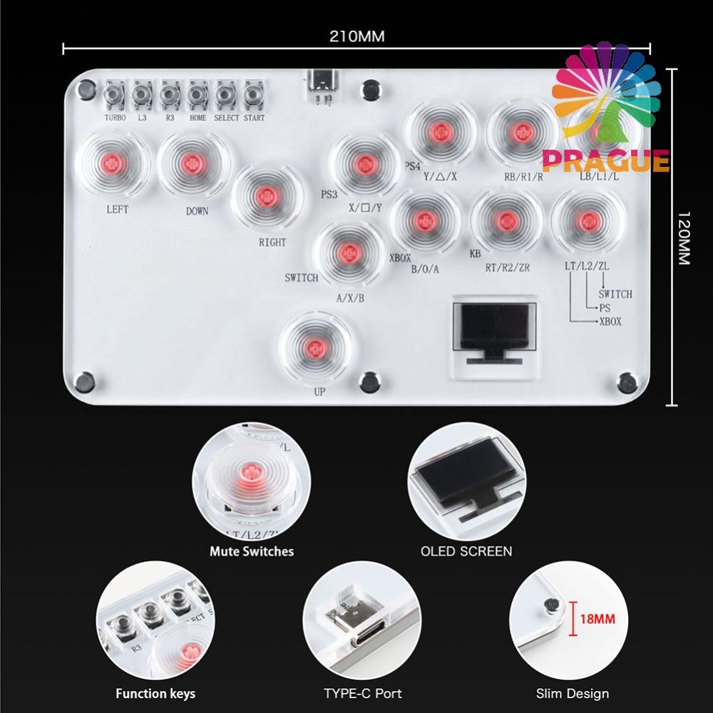 Arcade Fightstick 12Keys All-Button Stickless Arcade Stick สําหรับ PC/PS4/PS3/Switch [prague.th] - รูปที่ 6