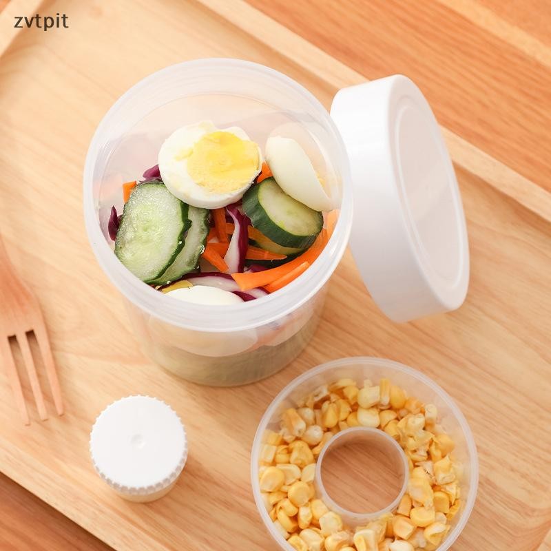 [ZPT] Home Kitchen Double-Layer Salad Cup ถ้วยข้าวโอ๊ตแบบพกพา Double-Layer โยเกิร์ตถ้วยอาหารเช้าพร้อมฝาปิด Bento Cup TH ราคา ถูกที่สุด ดีลบีเคเค แกลเลอรีภาพที่ 8