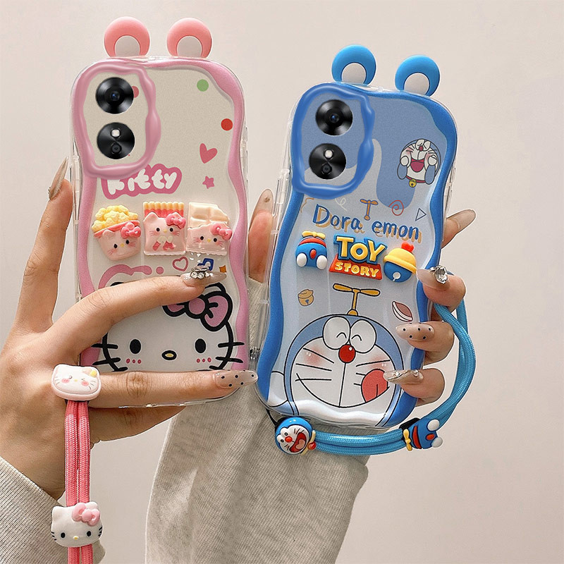เคส OPPO A17 Case OPPO A17k Case Kuromi Cute 3D Ears cream edge Soft Phone Case TY-EDNY