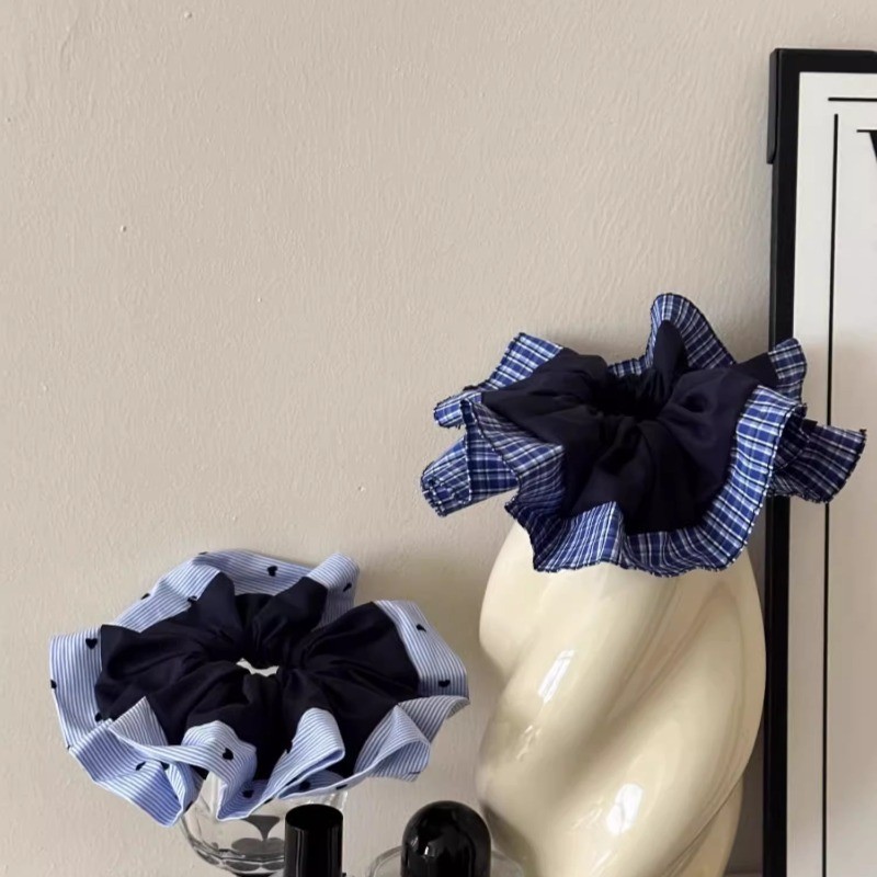 Blue Heart Strips Hair Ties หางม้าหัวเชือก Scrunchies เครื่องประดับผมสําหรับผู้หญิง ราคา ถูกที่สุด ดีลบีเคเค แกลเลอรีภาพที่ 8