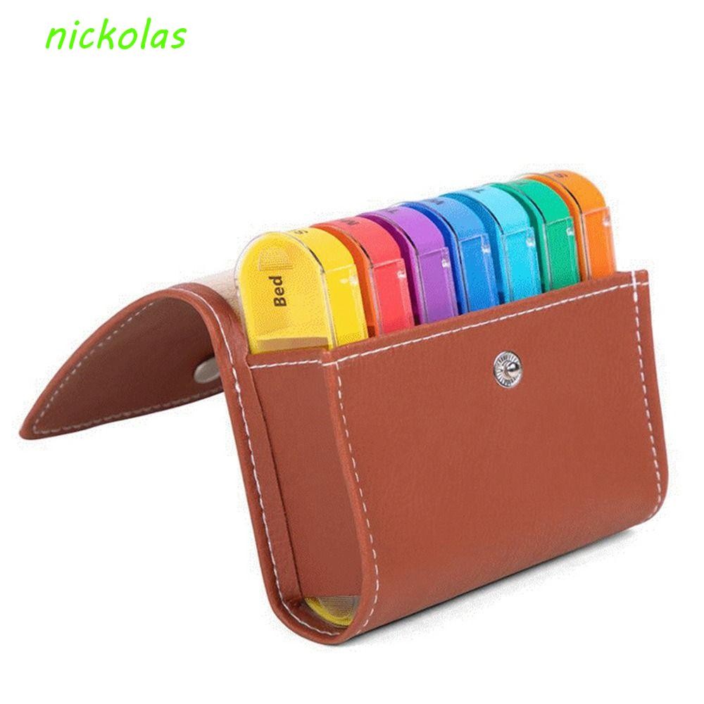 NICKOLAS รายสัปดาห์ Pill Organizer กล่อง, PU คอนเทนเนอร์ยา 7 วัน, สะดวก Week Mark นํากลับมาใช้ใหม่เต