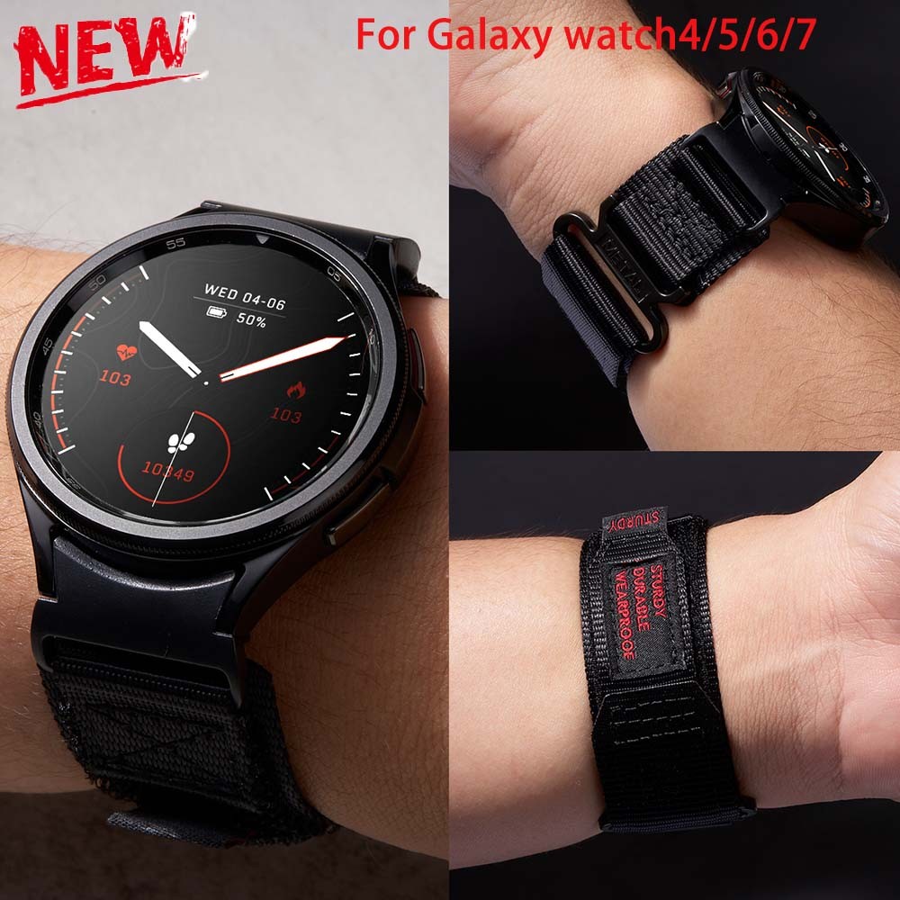 No Gaps สายไนลอนสําหรับ Samsung Galaxy Watch 7 6 5 4 40 มม.44 มม.6Classic 43 มม.47 มม.42/46 มม.สร้อยข้อมือ Correas นาฬิกา 5Pro 45 มม.