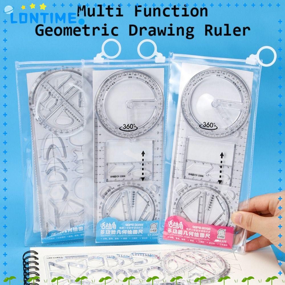 LONTIME ไม้บรรทัด Multi-function Creative เครื่องเขียนนักเรียนโรงเรียนอุปกรณ์สํานักงานเรขาคณิตวาด