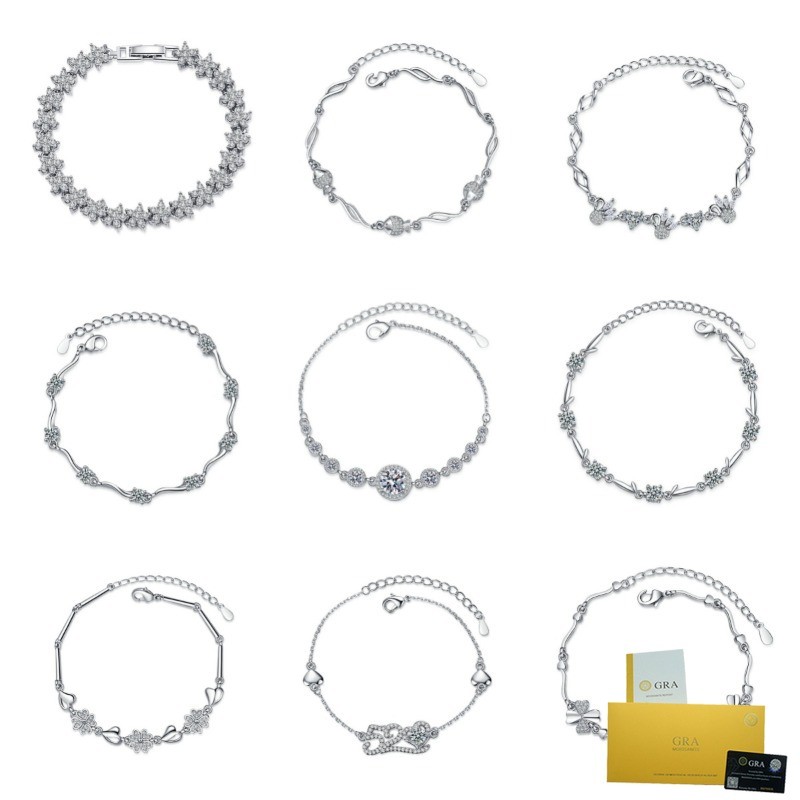 [พร้อมใบรับรอง Gra] สร้อยข้อมือ Moissanite ฝังหรูหราเบาแฟชั่นเครื่องประดับอเนกประสงค์