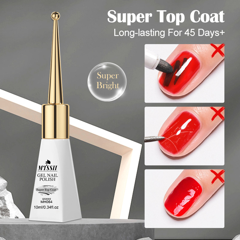 MTSSII 10ml Super Top Coat Gel Polish Base Gel Matte Gel ยาทาเล็บ Soak Off UV LED Nail Art Function 