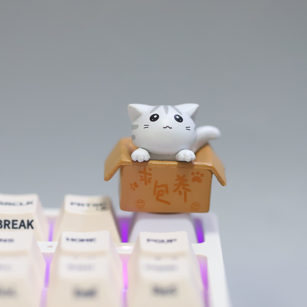 1 ชิ้นปรับแต่งคีย์บอร์ดของคุณพร้อมปุ่มกดแมวน่ารัก - แกน PBT Cherry MX Artisan อะนิเมะสีชมพู Kawaii ECS เปลี่ยนฝาครอบกุญแจ - รูปที่ 4