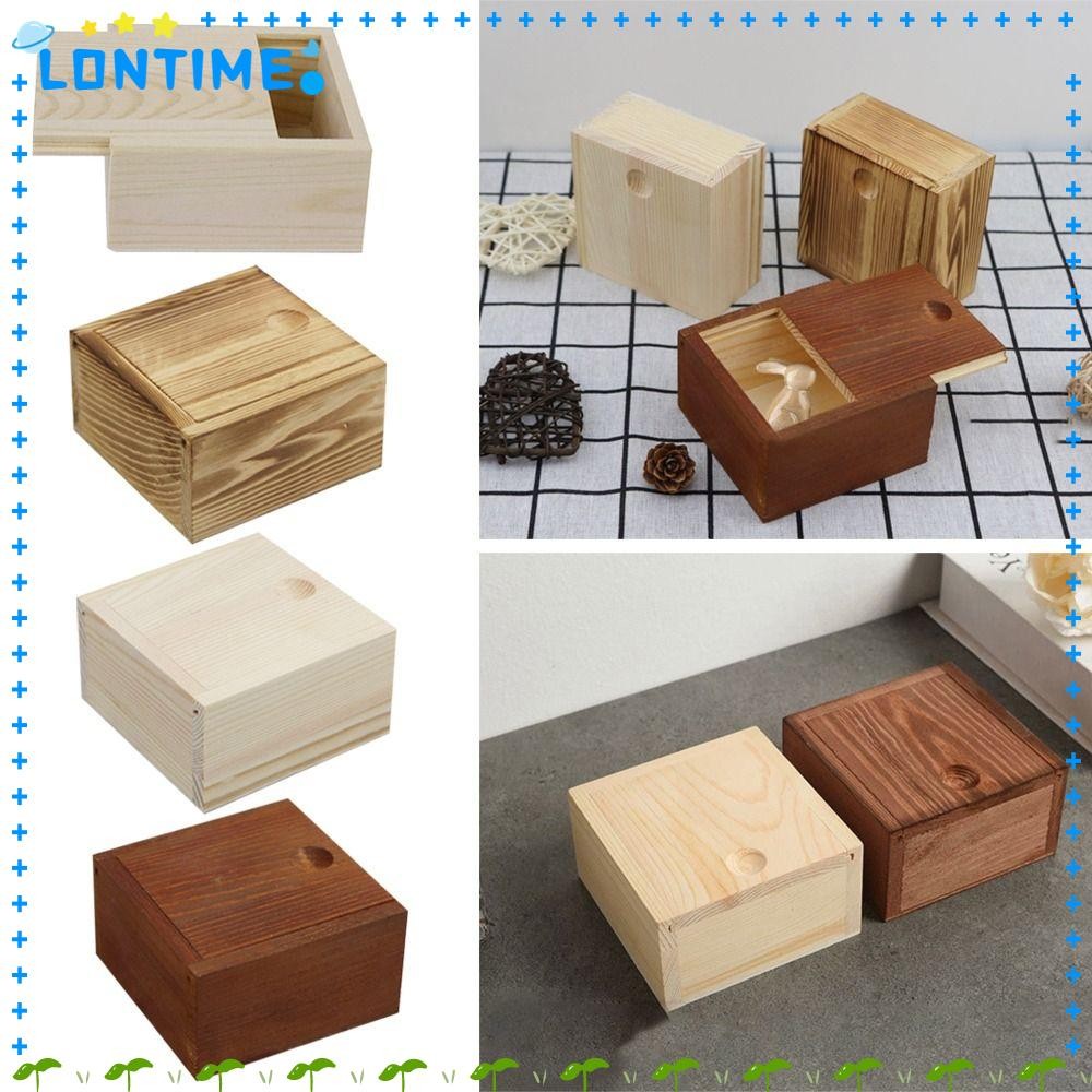 LONTIME กล่องไม้ตกแต่งบ้านพร้อมสไลด์การ์ดด้านบน Keeper เครื่องประดับ Organizer