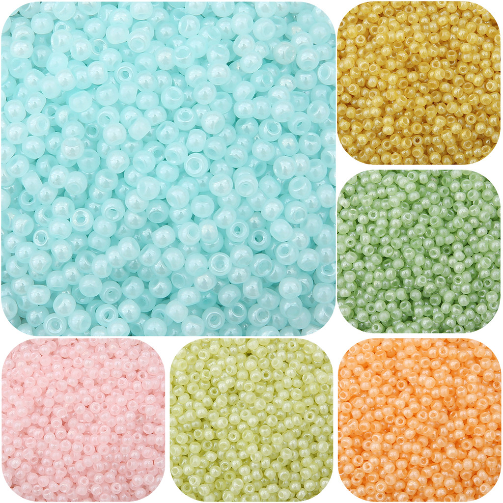 [3 มม.] ลูกปัดข้าวครีมสีสันสดใสอุปกรณ์เสริมแก้วลูกปัดข้าวคุณภาพสูงอุปกรณ์ทํามือ ทําเอง