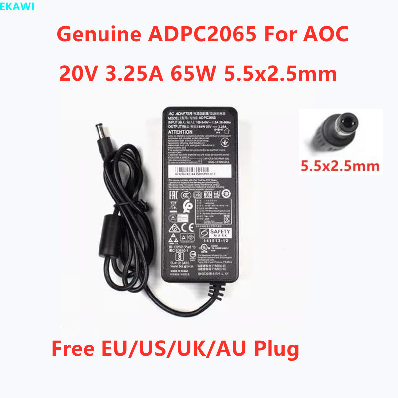 ของแท้ ADPC2065 20V 3.25A 65W 5.5x2.5 มม.อะแดปเตอร์ AC สําหรับ PHILIPS AOC 278M6F 328E8Q AG241QG 276