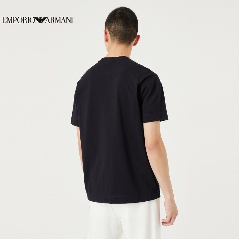 EMPORIO ARMANI/ARMANI Autumn Mens Casual Letter logo เสื้อยืดคอกลมแขนสั้น (ขนาดใหญ่) ราคา ถูกที่สุด ดีลบีเคเค แกลเลอรีภาพที่ 3