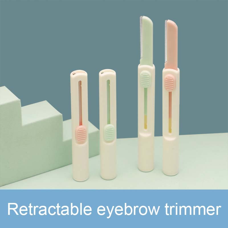 chictrendCylindrical Eyebrow Trimmer สแตนเลส Macro Eyebrow Scraper Telescopic Eyebrow Trimmer