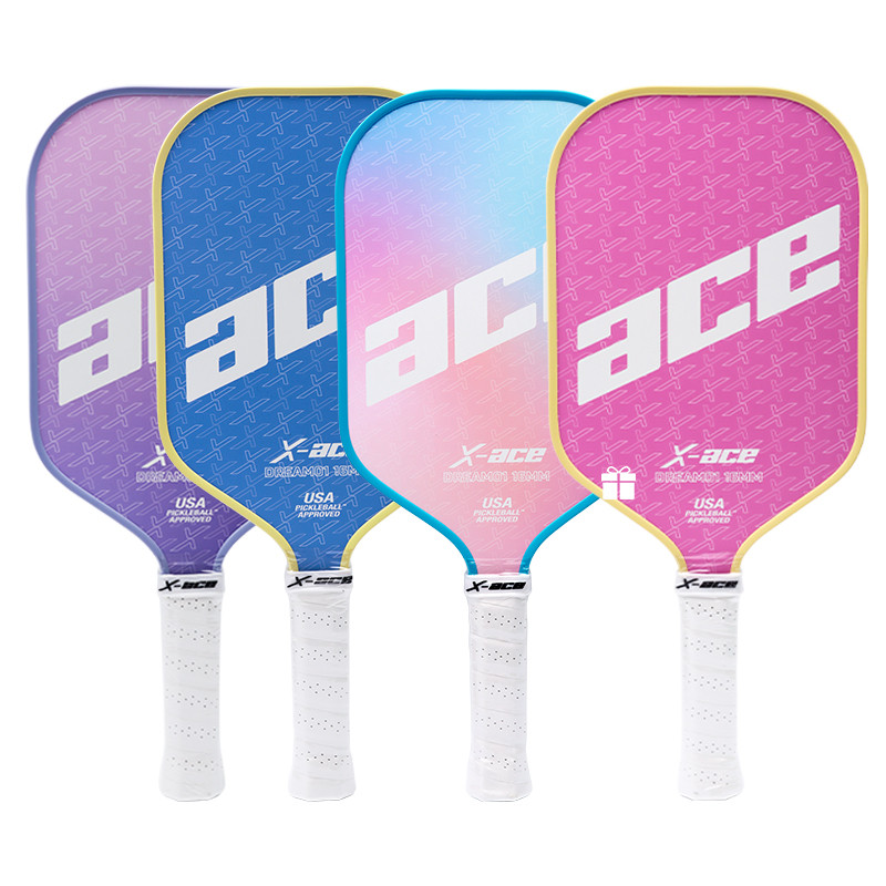 X-ace Pickleball Paddle ไฟเบอร์กลาส, แกนรังผึ้งโพรพิลีน 16 มม., ไม้ Pickleball น้ําหนักเบาเหมาะสําหรับผู้เล่นผู้ชายและผู้หญิง