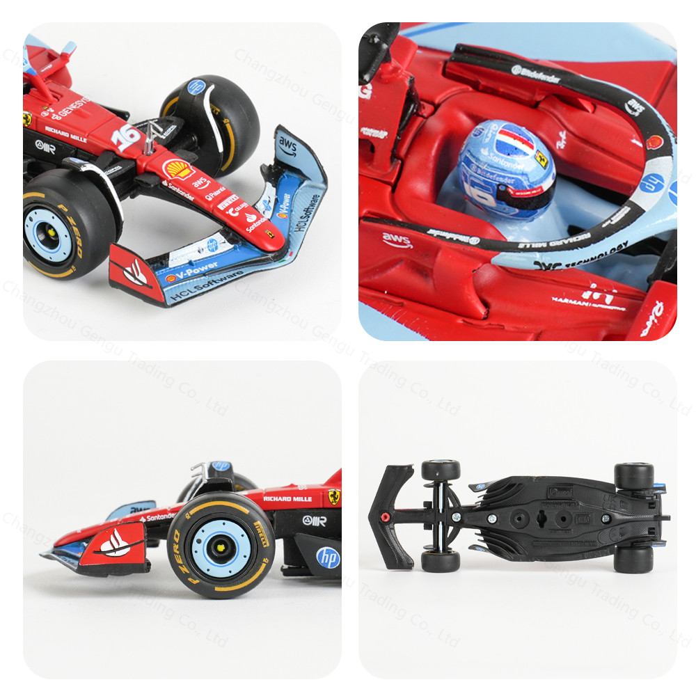 Bburago 1:43 2024 Ferrari SF24 Miami GP F1 รถสูตร Die Cast ยานพาหนะสะสมของเล่นแข่งรถกล่องอะคริลิค - รูปที่ 7