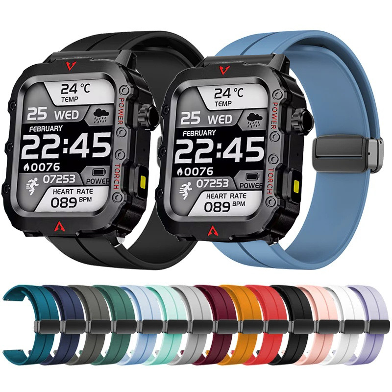แม่เหล็กพับหัวเข็มขัดสําหรับ LAXASFIT 2024 SmartWatch สายรัดซิลิโคนสําหรับ LAXASFIT 2024 Huawei นาฬิ
