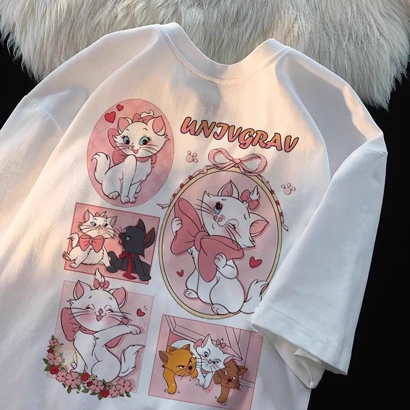 (จัดส่งตลอด 24 ชั่วโมง) เกาหลี ผ้าฝ้าย100% เสื้อยืดแขนสั้น Oversize 🧸CMDXY6252 การ์ตูน ตัวอักษร หลวม ลายสกรีน ฤดูร้อน